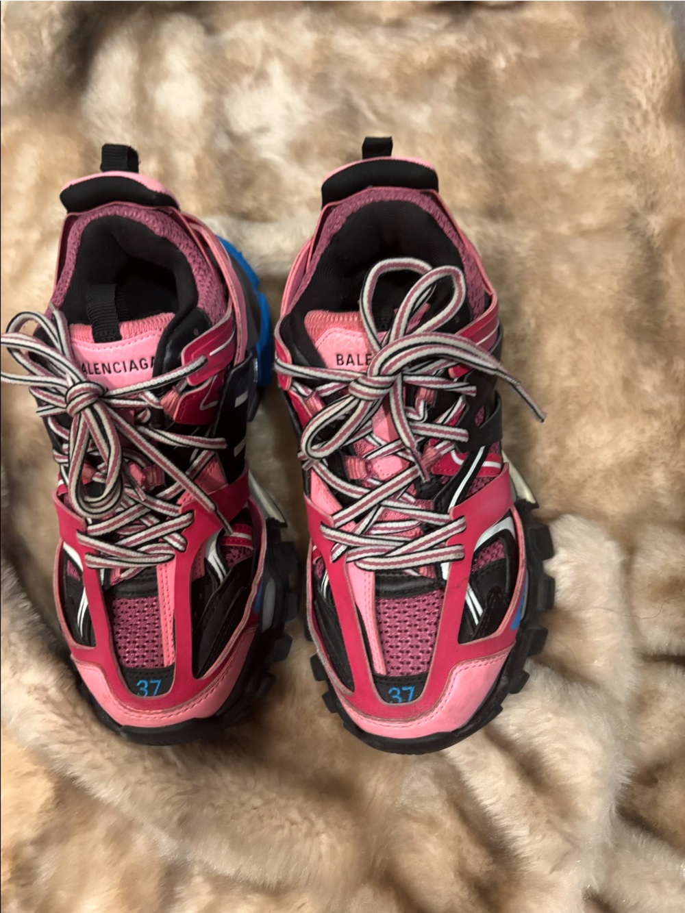 Balenciaga Pink and Black Trail Runner Sneakers